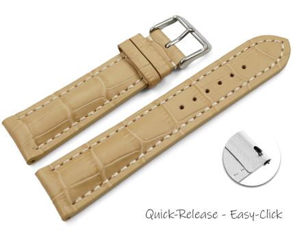 Watch band strong padded croco print beige 18mm 20mm 22mm...