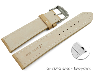 Watch band strong padded croco print beige 18mm 20mm 22mm 24mm