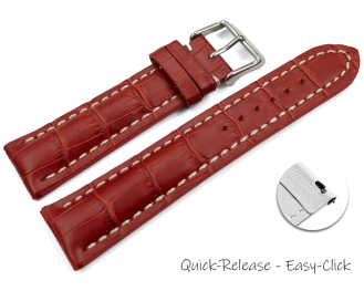 Watch band strong padded croco print red 18mm 20mm 22mm 24mm