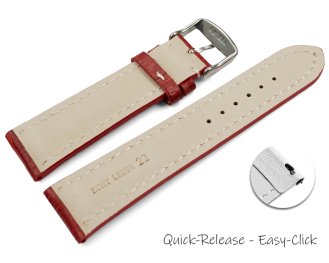 Watch band strong padded croco print red 18mm 20mm 22mm 24mm