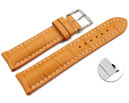 Watch band strong padded croco print orange 18mm 20mm...