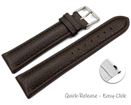 Quick release Watch Strap grained leather dark brown 18mm...