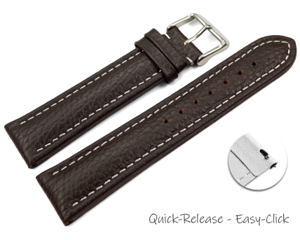 Quick release Watch Strap grained leather dark brown wN...