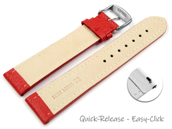 Quick release Watch Strap grained leather red 18mm 20mm 22mm 24mm 26mm