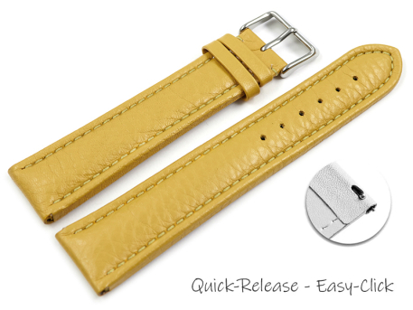 Quick release Watch Strap grained leather yellow 18mm...