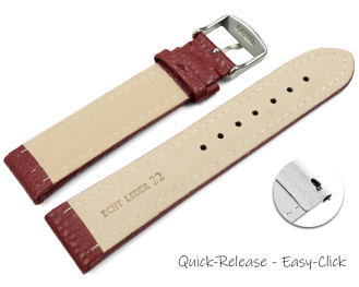 Quick release Watch Strap grained leather bordeaux 18mm 20mm 22mm 24mm 26mm