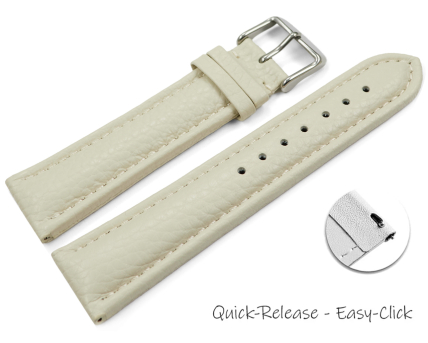 Quick release Watch Strap grained leather Cream 18mm 20mm...