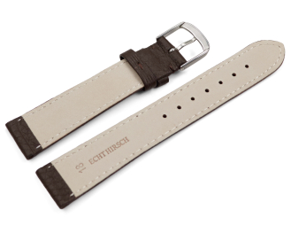 Watch strap Genuine deer leather grained dark brown 12mm...