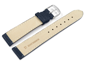 Watch strap Genuine deer leather grained dark blue 12mm...