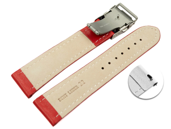 Quick change Deployment clasp Genuine leather smooth red...