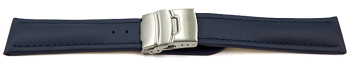 Quick change Deployment clasp Genuine leather smooth dark blue 18mm 20mm 22mm 24mm 26mm