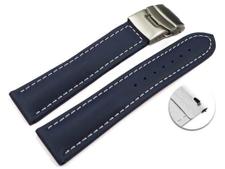 Quick change Deployment clasp Genuine leather smooth dark...