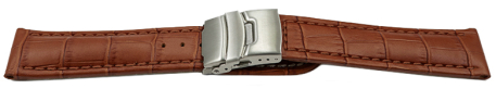 Quick change Watch Strap Deployment clasp leather Croco stamp light brown 18mm 20mm 22mm 24mm 26mm