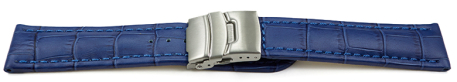 Quick change Watch Strap Deployment clasp leather Croco stamp blue 18mm 20mm 22mm 24mm 26mm