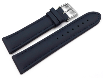 Watch strap Leather smooth dark blue XL 18mm 20mm 22mm 24mm 26mm 28mm