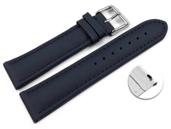 Quick release Watch Strap Leather smooth dark blue XL 18mm 20mm 22mm 24mm 26mm