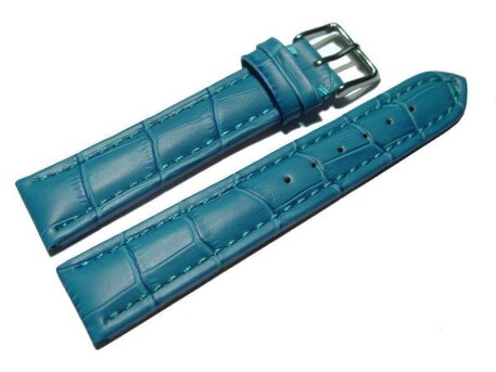 Watch strap - Genuine leather - Croco print - turquoise